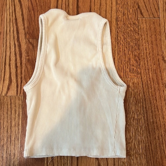 Woman tank top yellow Ribbed with buttons and flower pattern size xs - Picture 7 of 8